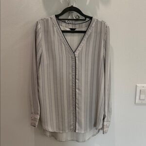 Ann Taylor Black and White Striped Blouse